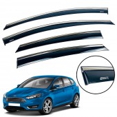Дефлектор вікна для Ford Focus 2011-2019 III Sedan/HB з нерж. хром полоскою Дефлектор вікна для Ford Focus 2011-2019 III Sedan/HB з нерж. хром полоскою